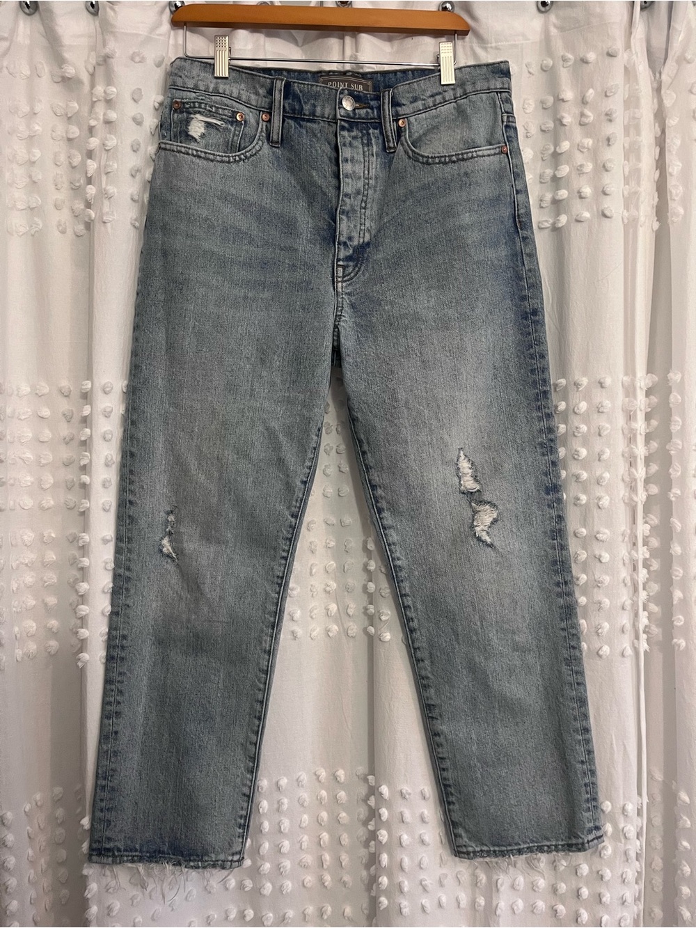 Point Sur Light Wash Distressed High-Rise Denim Jeans Size 28